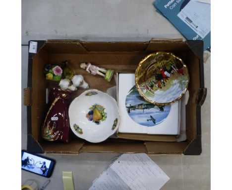 A Mixed Collection of Ceramics including Royal Doulton He Loves Me HN2046, aviation and hunting themed wall plates, Beswick p