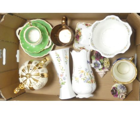 Aynsley Cottage Garden To Include Planter, Two Vases, Lustre Mug, Sudlow's Burslem Teapot, Cauldon China Trio Saucer With Han