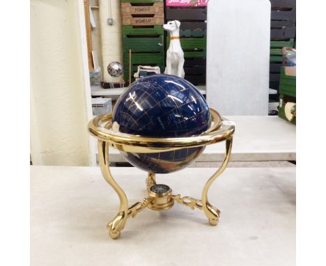 Large Modern Mineral Globe with Compass Base. Height: 32cm