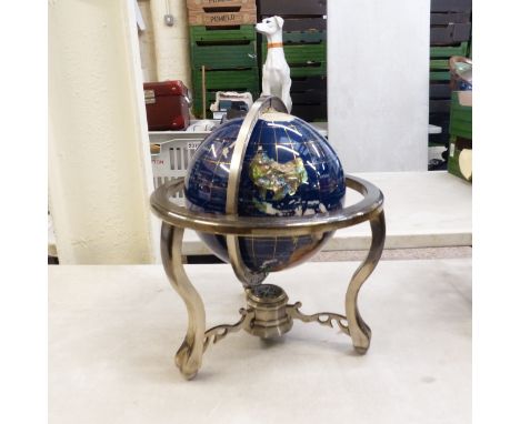 Large Modern Mineral Globe with Compass Base. Height: 32cm
