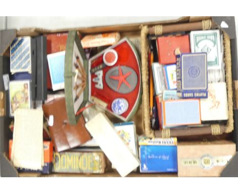 A Selection of Dominos, Playing Cards, Japanese Calligraphy set and set of Chinese Cloisonne Baoding Balls. (1 Tray)