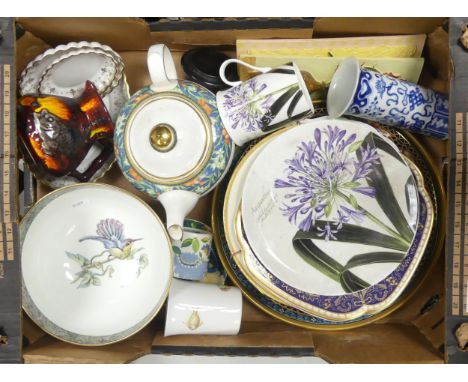 A Selection of ceramics to include Wedgwood 'Humming Birds' Footed Bowl, Royal Doulton 'Tudor Grove' H5260 Teapot, Royal Crow