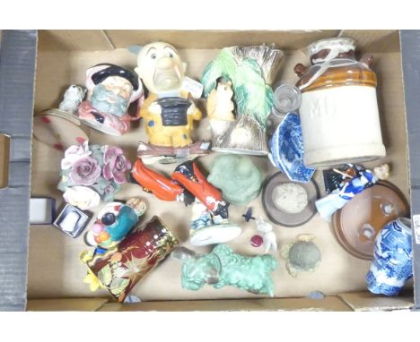 Mixed Ceramics To Include Sylvac Green Dog 1122, Marble Style Buddha, Falstaff Character Jug, Carltonware Rouge Royale Vase, 