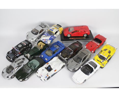 Maisto - Bburago - Chrono - 14 x unboxed cars in 1:18 scale for spares or restoration including Chrono Lotus Elise GT1, Maist