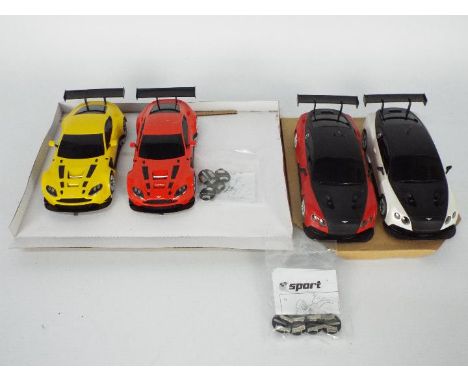 Scalextric - 4 x ex set cars, two Aston Martin Vantage GT3 cars and two Bentley Continental GT3 models. The Bentley's both ha