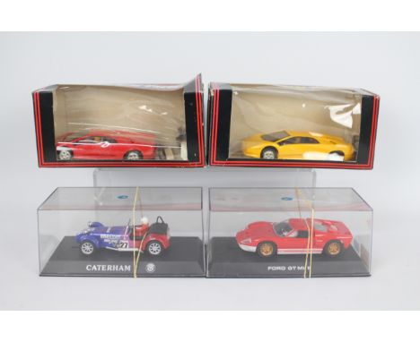 Scalextric - 4 x boxed cars, # C.127 Lamborghini Diablo, # C.411 Lamborghini Diablo, # C2424 Ford GT MkII and # C2201 Caterha