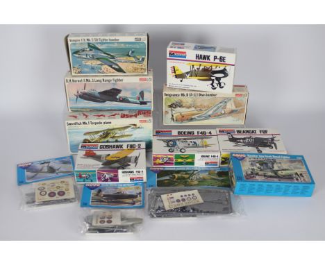 Monogram, Frog, Novo  - A squadron of 12 boxed and bagged vintage 1:72 scale plastic military aircraft model kits. Lot includ