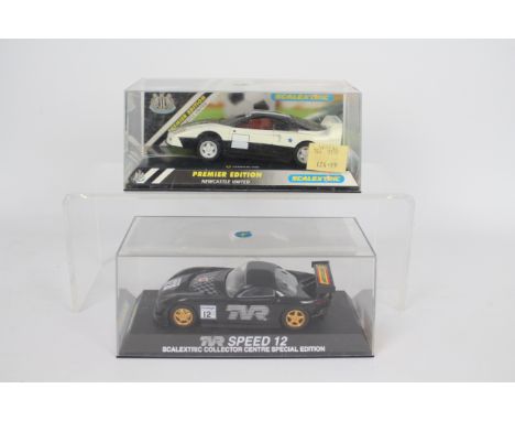 Scalextric - 2 x boxed cars, # C.2149 a rare Newcastle United edition Ferrari F40 and a Scalextric Collector Centre special e