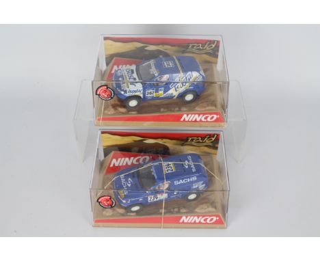 Ninco - 2 x boxed BMW X5 Rally models, a Sachs livery car # 50343 and an Isotar livery car # 50366. The Sachs car appears Min