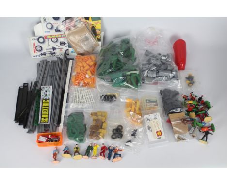 Scalextric, Herpa, Other - A collection of slot car accessories and spare parts. Lot includes a gathering of plastic figures 