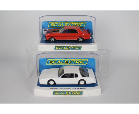 Scalextric - Two boxed Scalextric 1:32 scale slot cars. Lot consists of C4072 Chevrolet Monte  Carlo; together C3937 Ford XY 