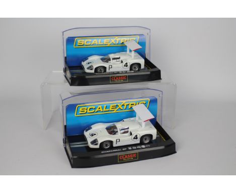 Scalextric - Two boxed Scalextric C2916 Chaparral 2F RN4 1:32 scale slot cars from the Scalextric 'Classic Collection' range.