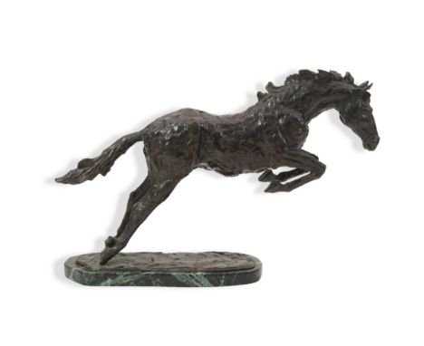 § § James Osborne (English, 1940-1992), a bronze model of a jumping horse, signed and numbered 2/10, on original green marble