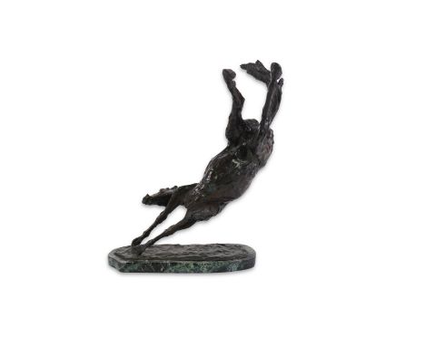 § § James Osborne (English, 1940-1992), a bronze of a falling horse, signed in the bronze and numbered 2/10, on a Connemara m