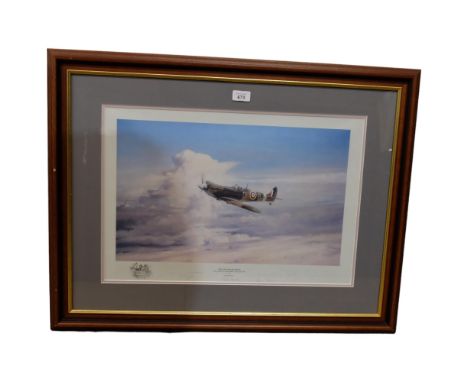 A coloured print "reach for the skies", by Robert Taylor, signed to the mount, 62cm x 80cm overall, framed 