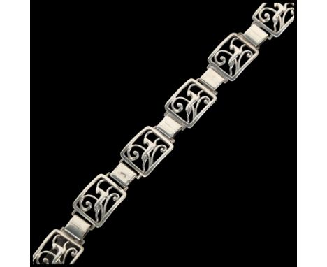 CHRISTIAN VEILSKOV -  an Art Deco Danish silver antelope panel bracelet, 19cm, 21.5gNo damage or repair, only light surface w