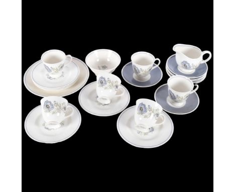 A Wedgwood Susie Cooper "Glen Mist" design part tea service, including 6 cups, associated saucers and side plates, etc 