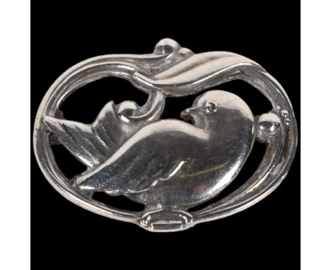 EILER & MARLOE - an Art Deco Danish silver openwork bird brooch, model no. 211, 34mm, 9.2gNo damage or repair, only light sur
