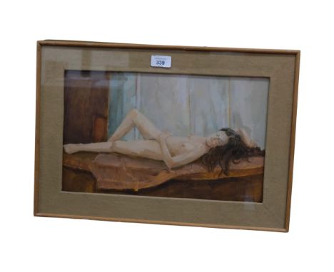 Geoffrey Adams, oil on canvas, "reclining model", in glazed frame, 35cm x 50cm overall 