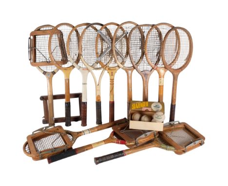 Various Vintage wooden tennis rackets including Dunlop, Slazenger etc. (12). 