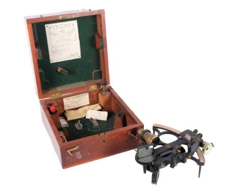 KELVIN & HUGHES LTD - A steel and brass mounted sextant, boxed. 