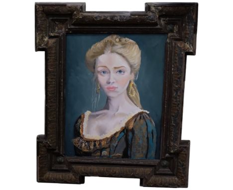 Acrylics on panel, portrait of a young lady, in Antique frame, 47cm x 40cm 