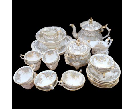 A Victorian Rockingham style part tea and coffee service, including various mugs, teapot, sucriere, milk jugs etc. All unmark