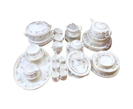 A large Wedgwood dinner and tea service, "Mirabelle" pattern, service is for 6 people and includes associated dinner plates, 
