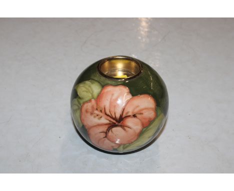 A Moorcroft Pottery floral decorated table lighter base 