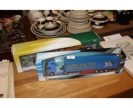 A Cararama AG Volvo for Nights of Old; a Cararama Collectable Hauliers limited edition scale 1:50 Volvo low loader Rawcliffe 