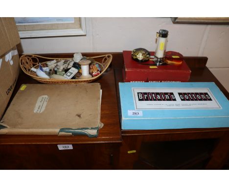 A quantity of various items to include stamp album, Britains Cottons (boxed) table lighter, various cutlery etc. 