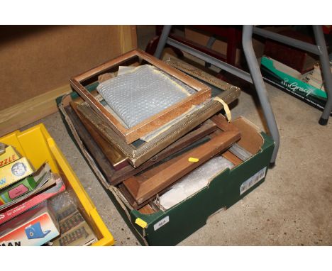 A box of various picture frames and Bartolozzi print 