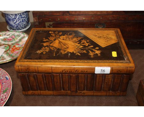 A 19th Century Sorrento ware book box, the lid decorated with mandolin