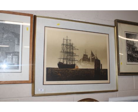 Elton Bennet, pencil signed print "Down To The Sea"