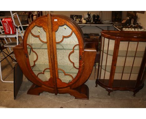 An oak Art Deco display cabinet 