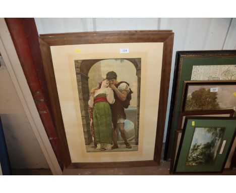 A pair of Victorian coloured print, "Whispers of Love" and "Wedded"