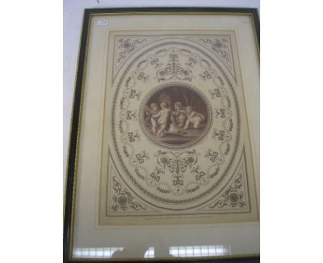 BARTOLOZZI : a decorative print illustrating a group of cherubs lighting a fire, within a decorative border, 275 x 410 mm,[pr