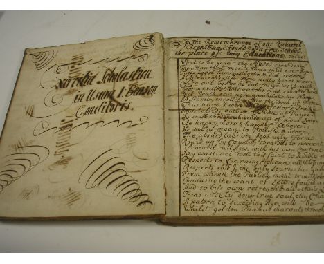 MANUSCRIPT SCHOOL EXERCISE/COPY BOOK : belonging to John Benson, written on  63 double-side leaves in a neat legible hand, co