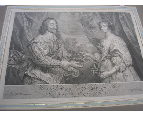 VANDYKE, Antonio : - [Portrait of Charles I and Queen Henrietta] magnificent uncoloured copper engraving, 565 x 415 [plate ma