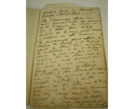 NAPOLEONIC WARS : Manuscript Orderly Book of the Penwith [West Cornwall] Cavalry, Sept. 20th 1803 - Dec. 20th 1806. 74 pages,
