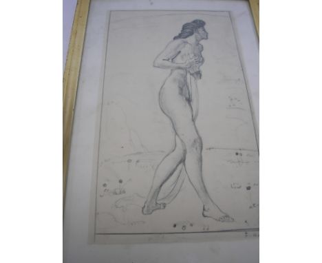 HODLER, Ferdinand : [1853-1918]- Standing Nude, lithograph signed in pencil and with blind stamp bottom right, sheet size 35 