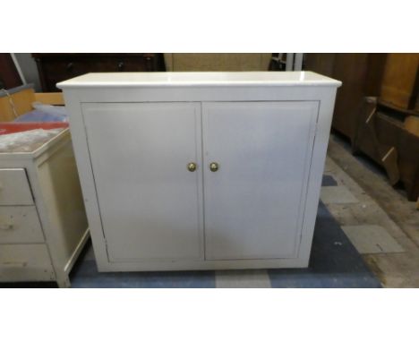 A White Painted Side Cabinet with Centre Shelf, 125cm Wide