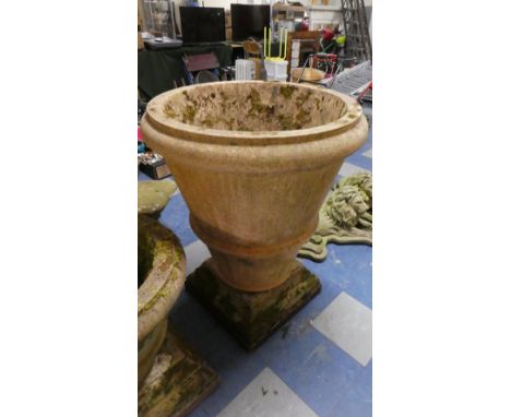 A Very Large Terracotta Planter, 81cm Diameter and 83cm high on Unrelated Square Plinth 