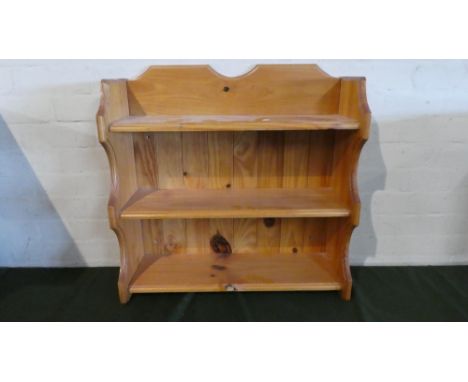 A Pine Three Shelf Wall Hanging Unit, 63cm Wide 