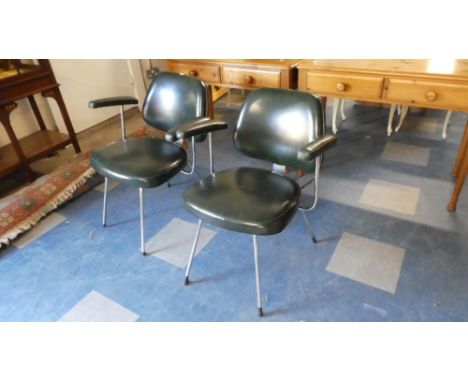 A Pair of Vintage Hide Upholstered Armchairs