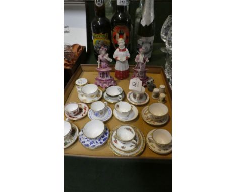 A Collection of Miniature Cups and Saucers by Spode, Coalport, Royal Worcester Together with Royal Doulton Choir Boy Ornament
