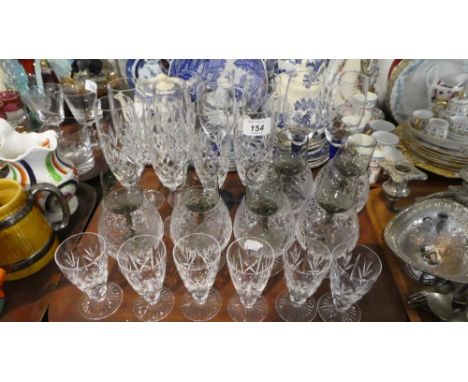 A Tray of Glassware to Include Champagnes, Sherries, Brandy Balloons etc