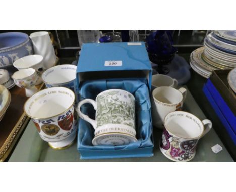 A Tray of Commemorative Ceramic Mugs, Mainly Coalport