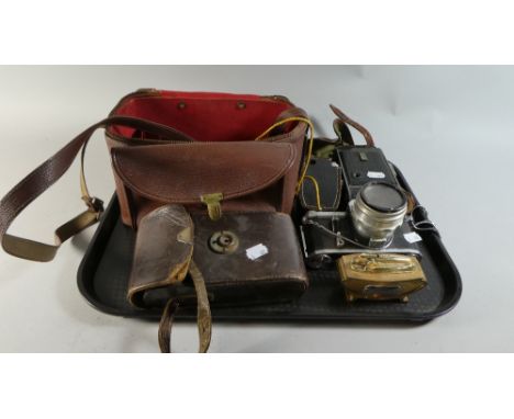 A Tray of Vintage Cameras to include Zeiss Ikon Contax