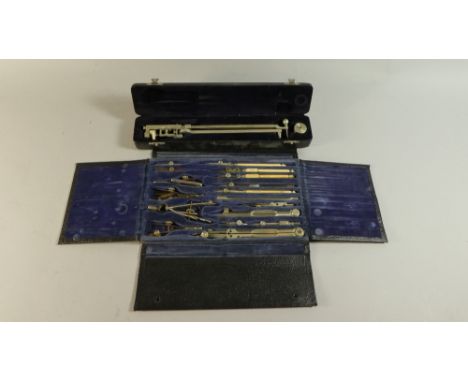 A Cased Vintage Drawing Set Together with Cased Stanley Planimeter 